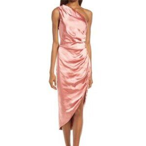 Elliatt Revolve Cassini Coral One Shoulder Satin Formal Dress Large